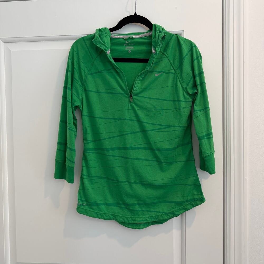 Nike DRI-FIT Green Womens Running Long Sleeve Hoodie Size Large